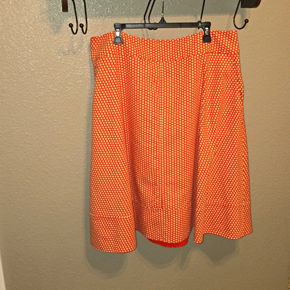 Lane Bryant, Size 20 Skirt, Orange with white polkadot pattern.